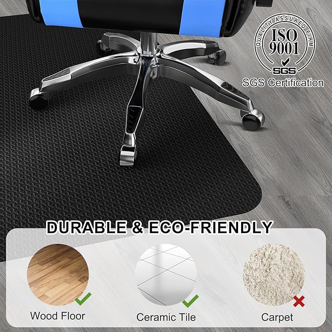 Office Chair Mat for Hard Floor, FURKIT 36"x48" Anti-Slip PVC Computer Chair Mat for Gaming, Unique Y-Shaped Pattern Floor Protector Rug for Rolling Chairs, Large Desk Floor Mat for Home
