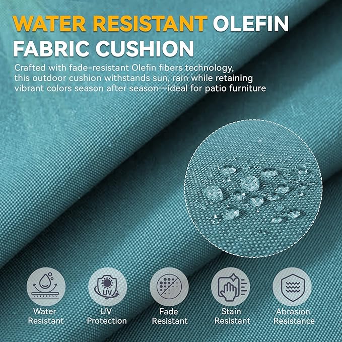Patio Cushions for Outdoor Furniture - 22" x 25" x 4" UV Resistant Thick Foam Cushions Water Resistant Replacement Cushion for Outdoor Patio Furniture Chair/Sofa/Couch | Peacock Green | 4-Pack |