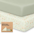 2-Pack Mini Crib Sheets Fitted - 38x26 Pack N Play Sheets for Pack and Play Mattress, Organic Cotton, Soft & Breathable Playard Bedding, Neutral Mini Toddler Bed Cover for Boys, Girls (Foxtrot)