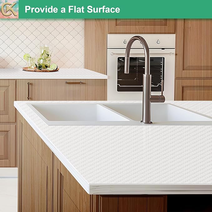 Self-Adhesive Shelf Liner Kitchen Liner, Waterproof Backed Paper Easy Peel and Stick Contact Liner Without Residue for Decor Your Desk Surface, Kitchen Countertops (White, 11.8 x 393.7 inches)