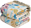 MSGKV Boho Throw Blanket for Couch Cotton Floral Blanket 50"x60" Throws for Sofa Chair Muslin Breathable Lightweight Farmhouse Blankets Home Decor All Seasons