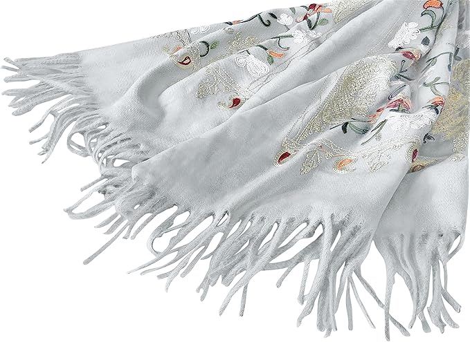 Urban CoCo Women's Embroidered Tassel Long Shawl Oversize Scarf Wraps for Women