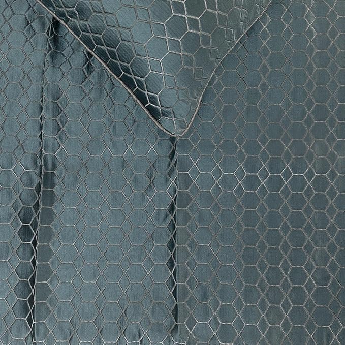 The HomeCentric King Queen Twin Blue Decorative Twin 53"x18" Bed Runner Without Pillow Cover, Hexagon Pattern Bed Scarf on Jacquard Fabric - Hexagon Lagoon