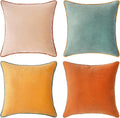 MONDAY MOOSE Decorative Throw Pillow Covers Cushion Cases, Set of 4 Soft Velvet Modern Double-Sided Designs, Mix and Match for Home Decor, Pillow Inserts Not Included (16x16 inch, Orange/Teal)
