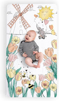 JumpOff Jo - Fitted Crib Sheet, Super Soft Breathable 100% Cotton Baby Crib Sheet for Standard Crib Mattresses and Toddler Beds, 28 in. x 52 in. - Tulip Fields