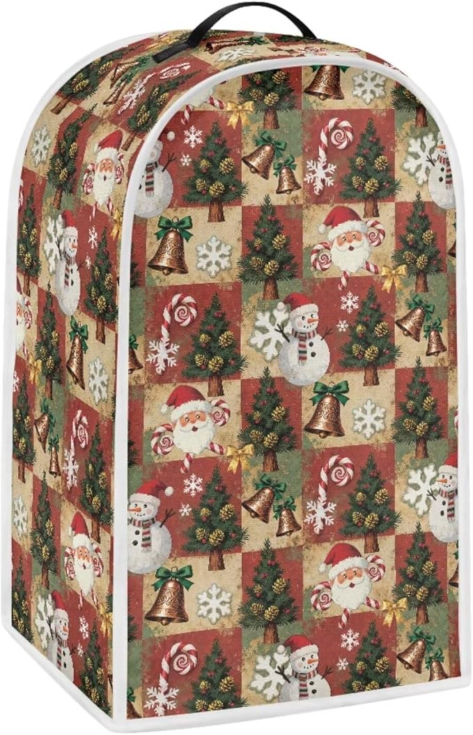 Christmas Print Blender Cover Dust Cover for Kitchen Decorative Food Processor Dust Covers with Handle Easy to Install Protection Covers for Stand Mixer Juice Machine Christmas Decor