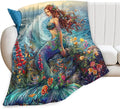 Mermaid Throw Blanket - Soft, Warm & Cozy Fleece for Couch, Sofa, Bed - 50"x40" - Ocean Theme