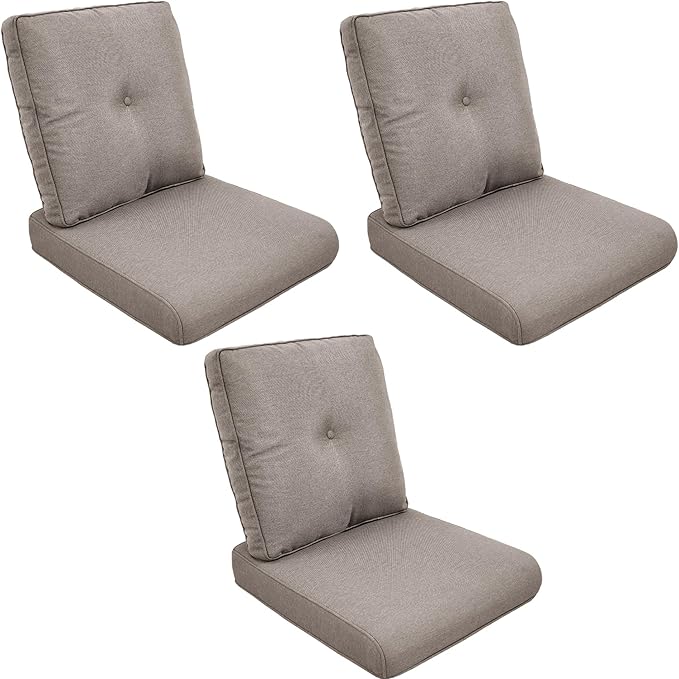 Patio Cushions for Outdoor Furniture - 22" x 25" x 4" UV Resistant Thick Foam Cushions Water Resistant Replacement Cushion for Outdoor Patio Furniture Chair/Sofa/Couch | Grey | 3-Pack |