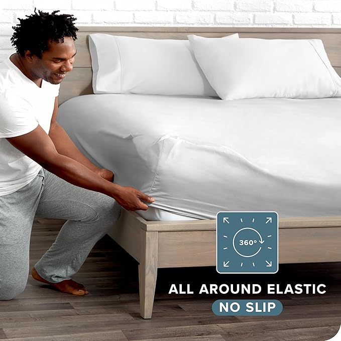 Bare Home Fitted Bottom Sheet King Size - Premium 1800 Microfiber - Ultra-Soft Hotel Luxury - Deep Pocket - Durable and Long Lasting (King, Cloud Grey)