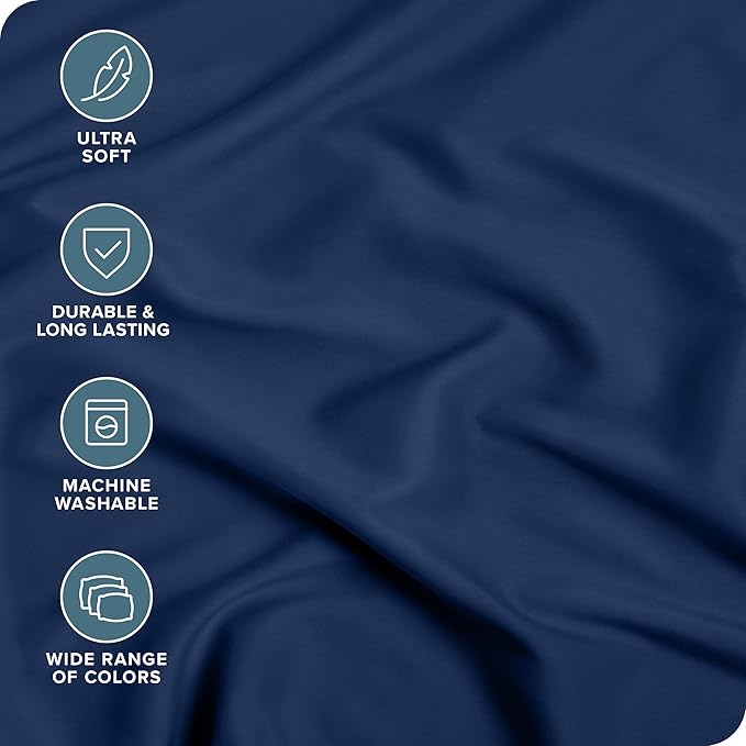 Bare Home 2-Pack Fitted Bottom Sheets Twin XL - Premium 1800 Ultra-Soft Wrinkle Resistant Microfiber - Deep Pocket (Twin XL, Dark Blue)
