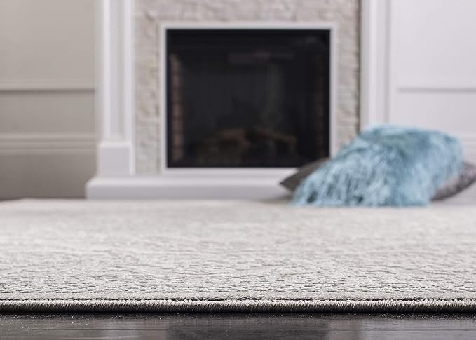 SAFAVIEH Area Rug 4x6 - Reflection Collection - Light Grey & Cream, Non-Shedding & Easy Cleaning, Ideal for Foyer, Living Room, Bedroom (RFT668G)