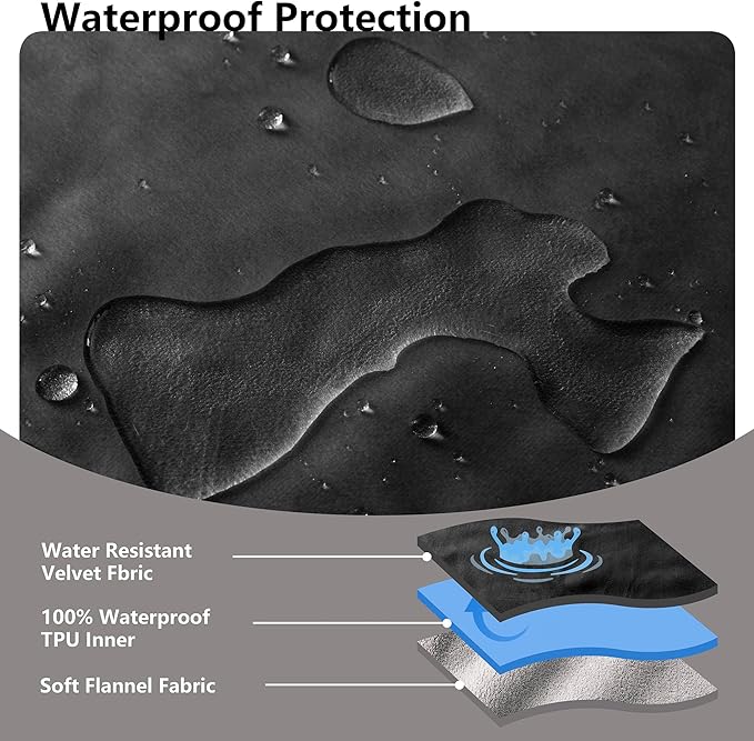 Waterproof Blanket for Bed, Leak Proof Dog Couch Blankets Reversible, Pet Throw Sofa Furniture Protector Machine Washable-82 x120,Black+Lightgrey