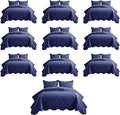IR Imperial Rooms 10 Pack Twin Quilt Bedding Set (68" x 86") - Bulk Wholesale for Hotels, Guest Bedroom & Airbnbs - Lightweight Microfiber Reversible Floral Embossed Quilts Bedspreads (Navy)