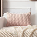 Kevin Textile Valentines Day 12x24 Inch Pillow Cover 1 Pack Boho Decorative Soft Striped Corduroy Lumbar Farmhouse Accent Rectangle Cushion Case for Living Room Couch Sofa Bed, Light Pink