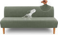 H.VERSAILTEX Water Repellent Armless Futon Cover Sofa Bed Slipcover, Full Size Futon Mattress Cover, Soft Stretch Furniture Protector for Pets, Sea Grass