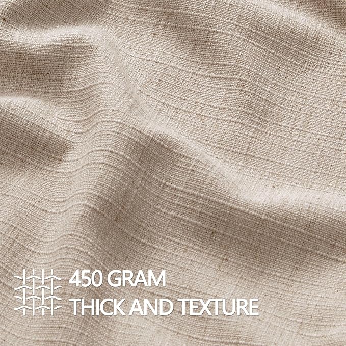 MIULEE Decorative Euro Sham Pillow Covers 26x26, 2 Pack Large Boho Farmhouse Neutral Throw Pillows for Bed, Thick Textured Modern Linen Cushion Cases Couch Sofa Living Room Home Decor, Natural Linen