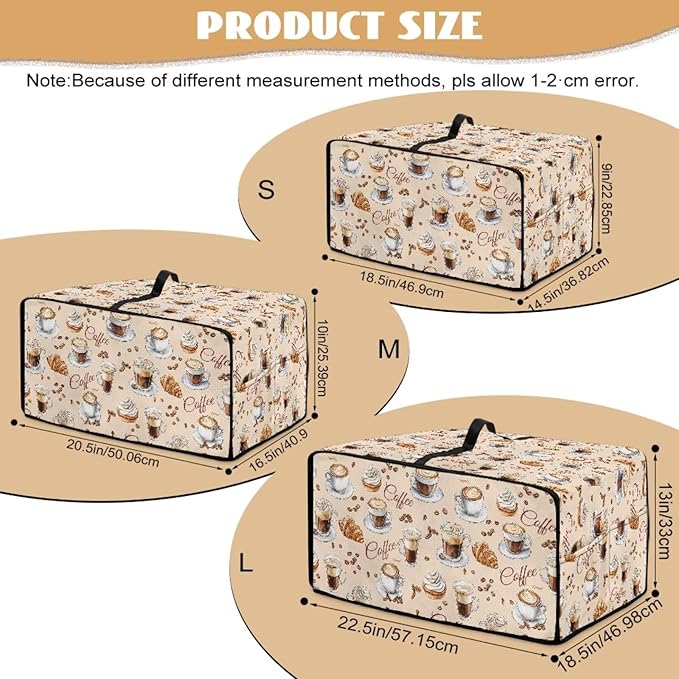 Waterproof Microwave Oven Dust Cover Heavy Duty Microwave Oven Grill Cover Dustproof Kitchen Machine Covers Case Protections for Toaster Oven, Coffee Cup Bean Bread Cream Print, S