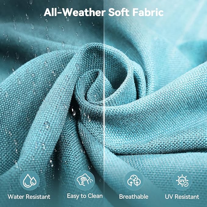 Luxury 6" Outdoor Cushions for Patio Furniture, 24x24x6" Thick Seat Cushion Set of 3, Fade Resistant Couch Chair Replacement Cushions High Density Deep Wicker Chair Cushion w/ Removable Cover, Teal
