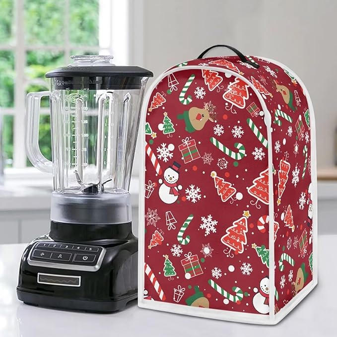 Talayituse Snowman Deer Tree Print Blender Dust Cover, Fingerprint Protection Cover for Stand Mixer or Coffee Machine, Home Kitchen Appliance Covers for Stain Dust Resistant Supplies Christmas Decor