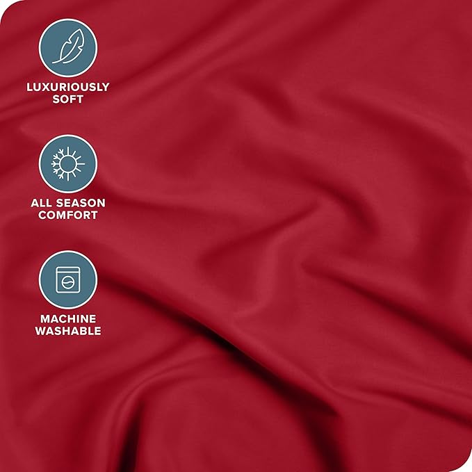 Bare Home Fitted Bottom Sheet Twin XL Size - Premium 1800 Microfiber - Ultra-Soft Hotel Luxury - Deep Pocket - Durable and Long Lasting (Twin XL, Red)