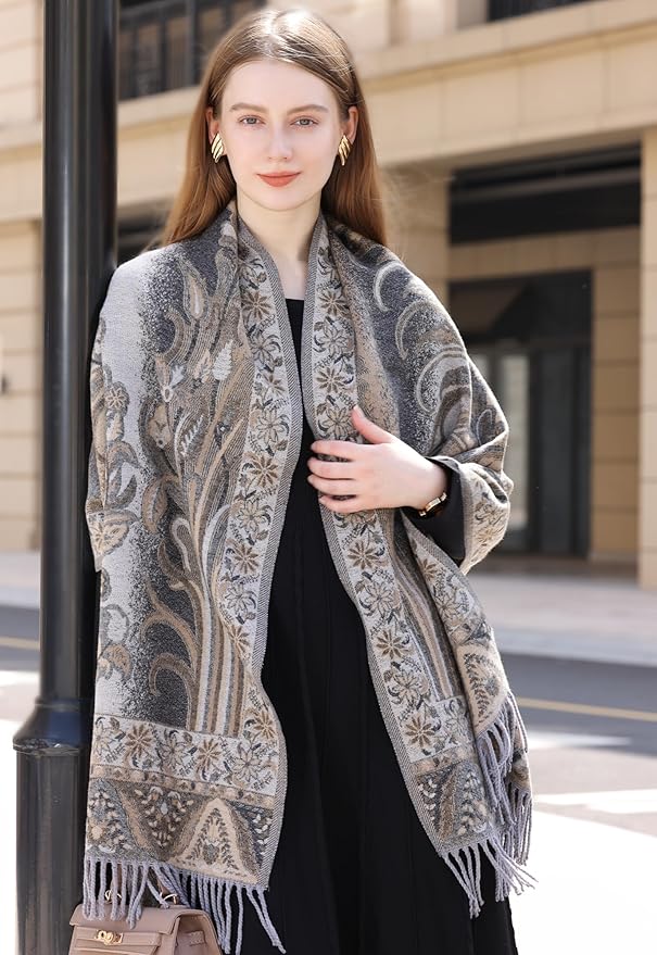 Wander Agio Warm Fashion Scarf Long Shawl Large Blanket Winter Wraps Scarves for Women Cashmere Jacquard Vintage Paisley