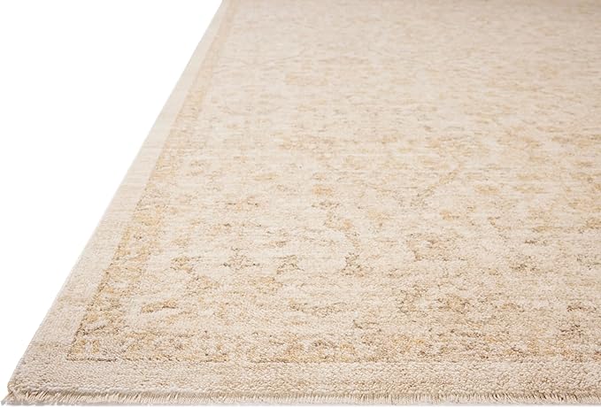 Loloi Chris Loves Julia Palma Collection PLM-01 Ivory/Sand 2'-3" x 3'-10" Fringe Accent Rug Vintage Style Boho Living Room Bedroom Carpet