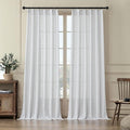MASWOND Extra Long White Pinch Pleat Linen Curtains 120 Inches Long 2 Panels for Living Room Semi Sheer Pleated Back Tab 2 Story Drapes Light Filtering Curtain with Hooks for Dining Room W38xL120