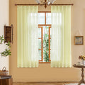 MAIHER Light Yellow Pinch Pleated Sheer Curtains 63 Inch Length Light Filtering Soft Touch Short Pleated Drapes with Hooks for Kids Room, Pear Sorbet, 42" W x 63" L, 2 Panels