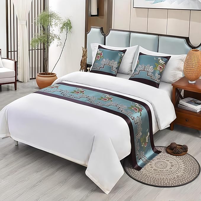 Bed Runner for Guest Room，Luxury Bed Runner，Wedding Bed Runner，Embroidered Bed Runner，Breathable Washable，Hotel Decor，Bed Decorations ，for Home Hotel Decorations(A,50 * 210cm)