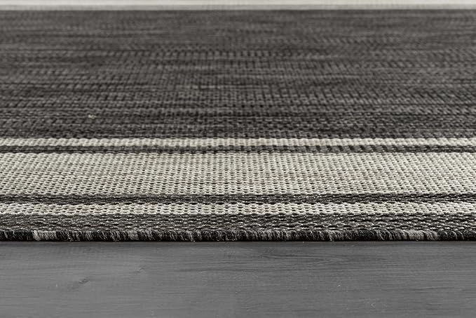 Beverly Rug Large Outdoor Rug 10x14 Modern Bordered Area Rugs for Indoor and Outdoor Patio Deck Porch Garden Waterproof Weather Sun Resistant Washable Outside Carpet (10 x 14 Dark Gray)