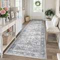 KUTA Vintage Wide Runners for Hallways 3x10 ft Washable Kitchen Runner Grey Blue Non Slip Rubber Backed Long Hall Runners Entryway Runner Rugs Floor Carpet for Indoor Backdoor Bedroom
