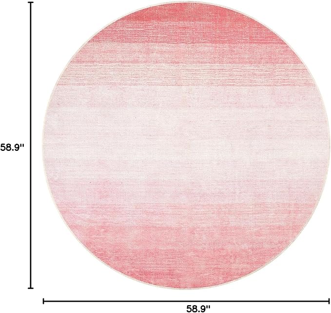 Wonnitar Modern Ombre Pink 5ft Round Rug, Non-Slip Washable Living Room Rugs, Soft Round Bathroom Throw Mat, Large Bedroom Circle Accent Carpet for Nursery Den Bedside (Pink, Round 5ft)