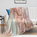 Abstract Marble Blanket, Modern Luxury Baroque Golden Pink Purple Stone Veins Pattern Soft Warm Cozy Plush Flannel Covers for Livingroom Bedroom Couch Chair Camping Travel Home Decor Tapestry 60x80in