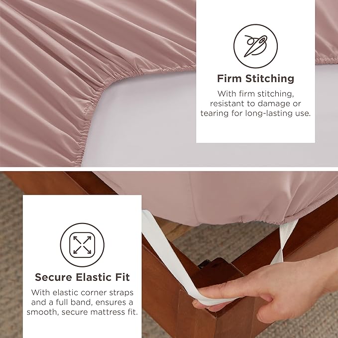 Bedsure Deep Pocket King Sheet Set - Fits Mattresses Up to 21 Inches Thick - 4 Piece GentleSoft Bed Sheets, Moisture Wicking, Soft & Cooling Bedsheet & Pillowcases, Easy & Secure Fit, Dusty Pink