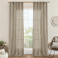 LAMIT Taupe Linen Curtains for Living Room, 84 inch Length Light Filtering Semi Sheer Drapes Back Tab and Rod Pocket Boho Farmhouse Panels for Bedroom, 2 Panels, 34 x 84 Inch