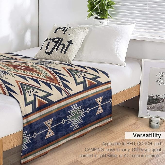 Native Throw Blanket, Southwest Tribal Aztec Pattern Vintage Abstract Ethnic Geometric Print Couch Sofa Bed Plush Throw Blanket 40"x50"