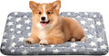 Washable Dog Bed Plush Orthopedic Outdoor Crate Mat with Non-Slip Bottom,Luxe Soft Kennel Pad for Pets, Cozy Cage Cushion & Pet Sleeping Mattress Large Sized,Medium,Small Dogs,18 x 14 inch,Gray