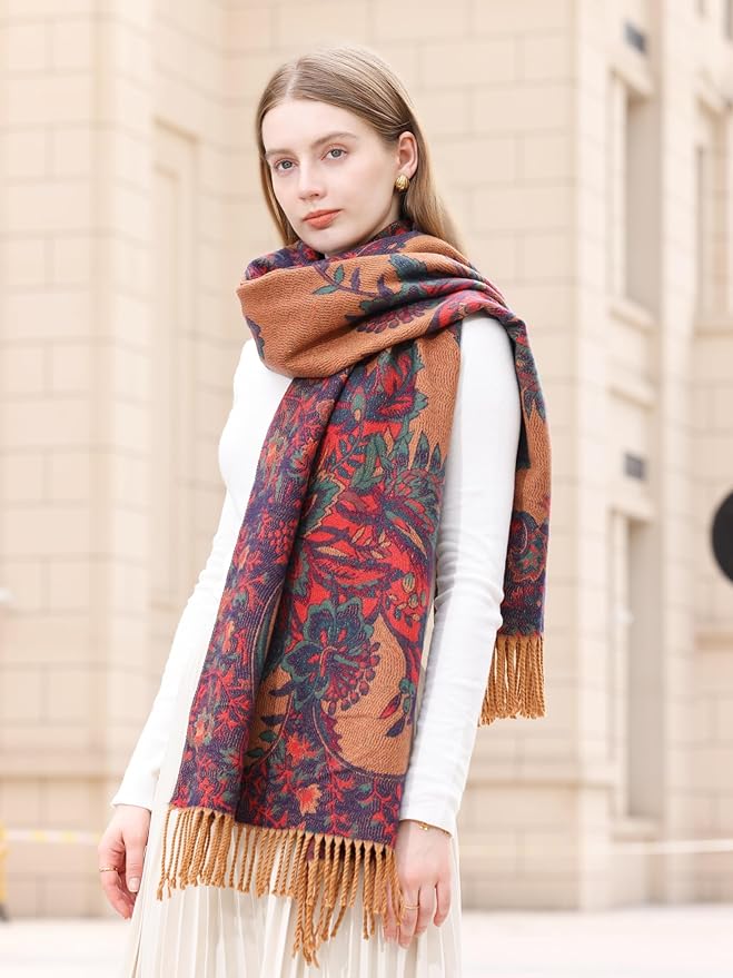 Wander Agio Warm Fashion Scarf Long Shawl Large Blanket Winter Wraps Scarves for Women Cashmere Jacquard Vintage Paisley