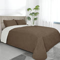 Easy-Going King Size Reversible Quilt Set with 1 Quilt and 2 Pillow Shams, Soft Bed Quilt Cover, Water Resistant Lightweight Microfiber Bedspread, Stain Resistant, Damask-Camel/Ivory