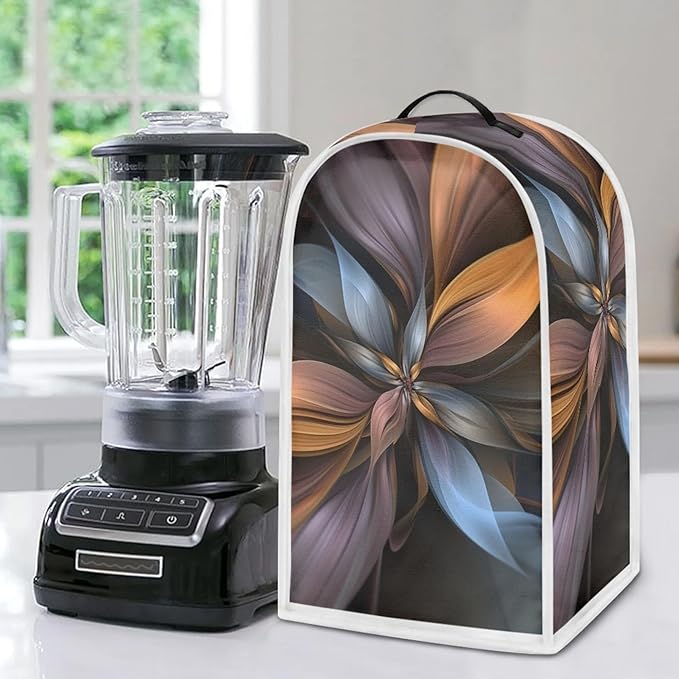 Brown Flower Blender Cover Dust Proof Washable Small Appliance Cover, Durable Foldable Dust Cover Kitchen Decorations for Blender Food Processor juicer