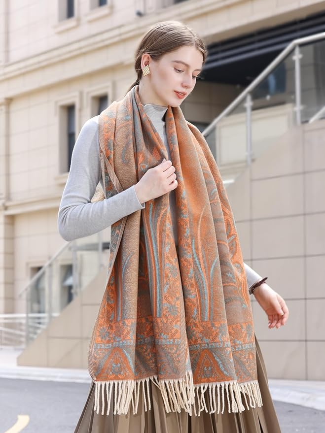 Wander Agio Warm Fashion Scarf Long Shawl Large Blanket Winter Wraps Scarves for Women Cashmere Jacquard Vintage Paisley