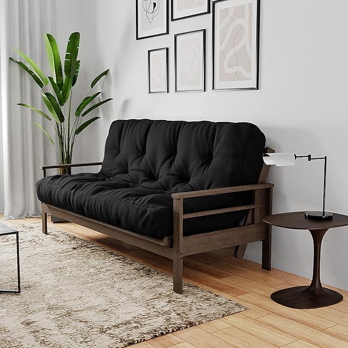 Royal Sleep Products by The Futon Factory 6 inch Memory Foam Futon Mattress - Solid Black Cover - Full Size - CertiPUR Certified Foams - Made in USA - (Frame not Included)