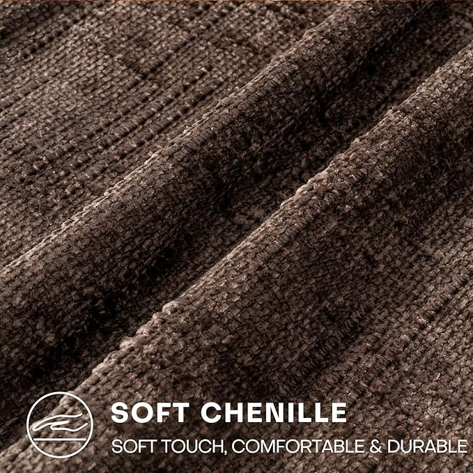 Decorative Throw Pillow Covers 18x18 Inch Set of 2, Soft Solid Farmhouse Chenille Couch Pillows, Spring Pillow Covers for Couch Sofa Bed Living Room Home Decor Pillowcase, Brown