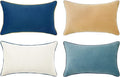 MONDAY MOOSE Decorative Throw Pillow Covers Cushion Cases, Set of 4 Soft Velvet Modern Double-Sided Designs, Mix and Match for Home Decor, Pillow Inserts Not Included (12x20 inch, Blue/Beige)