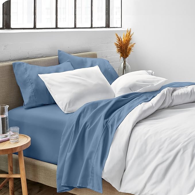 Bare Home Split King Sheet Set - 1800 Ultra-Soft Microfiber Bed Sheets - Double Brushed - Deep Pockets - Easy Fit - 5 Piece Set - Bed Sheets & Pillowcases (Split King, Coronet Blue)