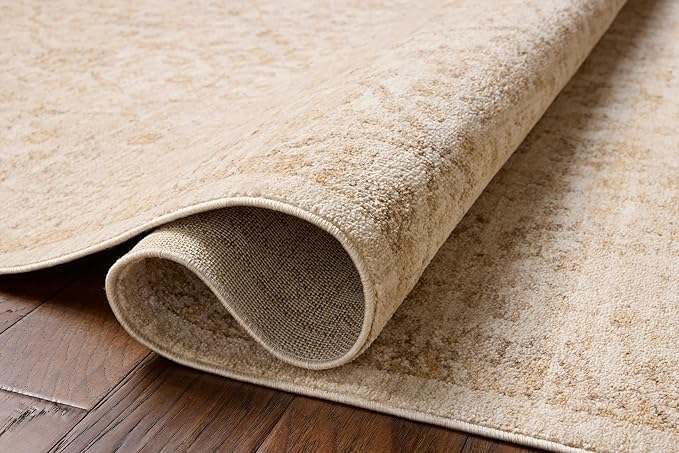 Loloi Chris Loves Julia Palma Collection PLM-01 Ivory/Sand 2'-7" x 12'-0" Fringe Runner Rug Vintage Style Boho Living Room Bedroom Carpet