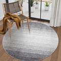 Wonnitar Modern Ombre Round Rug 4ft, Washable Grey Round Kitchen Area Rug Non-Slip Soft Circle Entry Throw Mat, Contemporary Non-Shedding Low Pile Carpet for Bedroom Laundry Bathroom (Grey, Round 4ft)