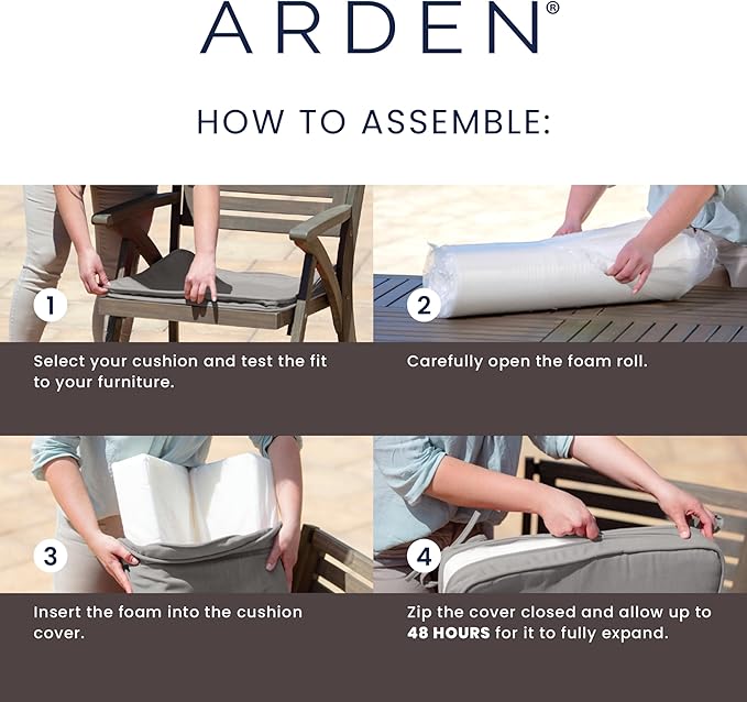 Arden Foam Outdoor Round Back Seat Cushion, 20 x 19, Made with ProFoam, Rain-Proof, Fade Resistant, French Blue Linen Stripe