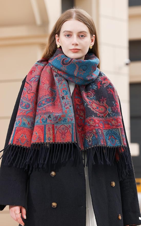 Wander Agio Warm Fashion Scarf Long Shawl Large Blanket Winter Wraps Scarves for Women Cashmere Jacquard Vintage Paisley