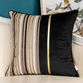 Yangest Black Striped Patchwork Throw Pillow Cover Gold Leather Cushion Cover Zippered Pillowcase for Sofa Couch Bedroom Living Room Home Decoration,20x20 Inch